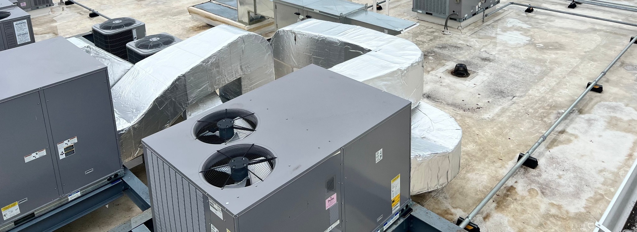 Commercial rooftop HVAC installation
