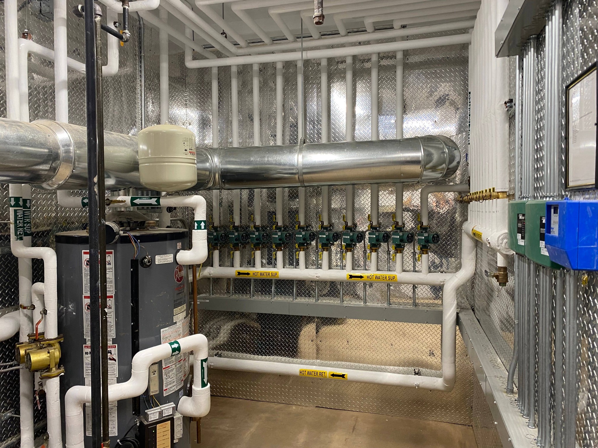 Commercial boiler and piping installation